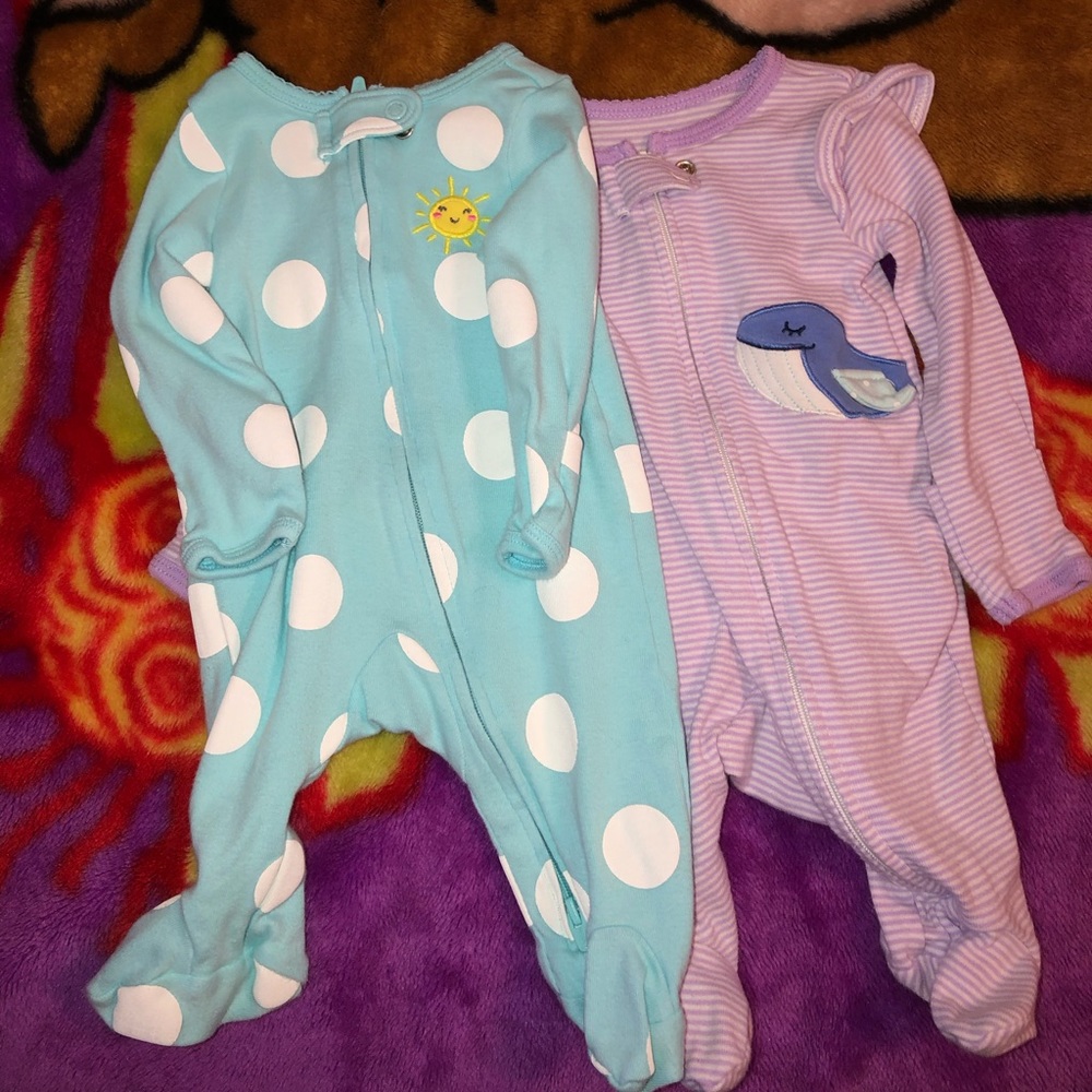 2 Baby Girl Newborn Sleepers